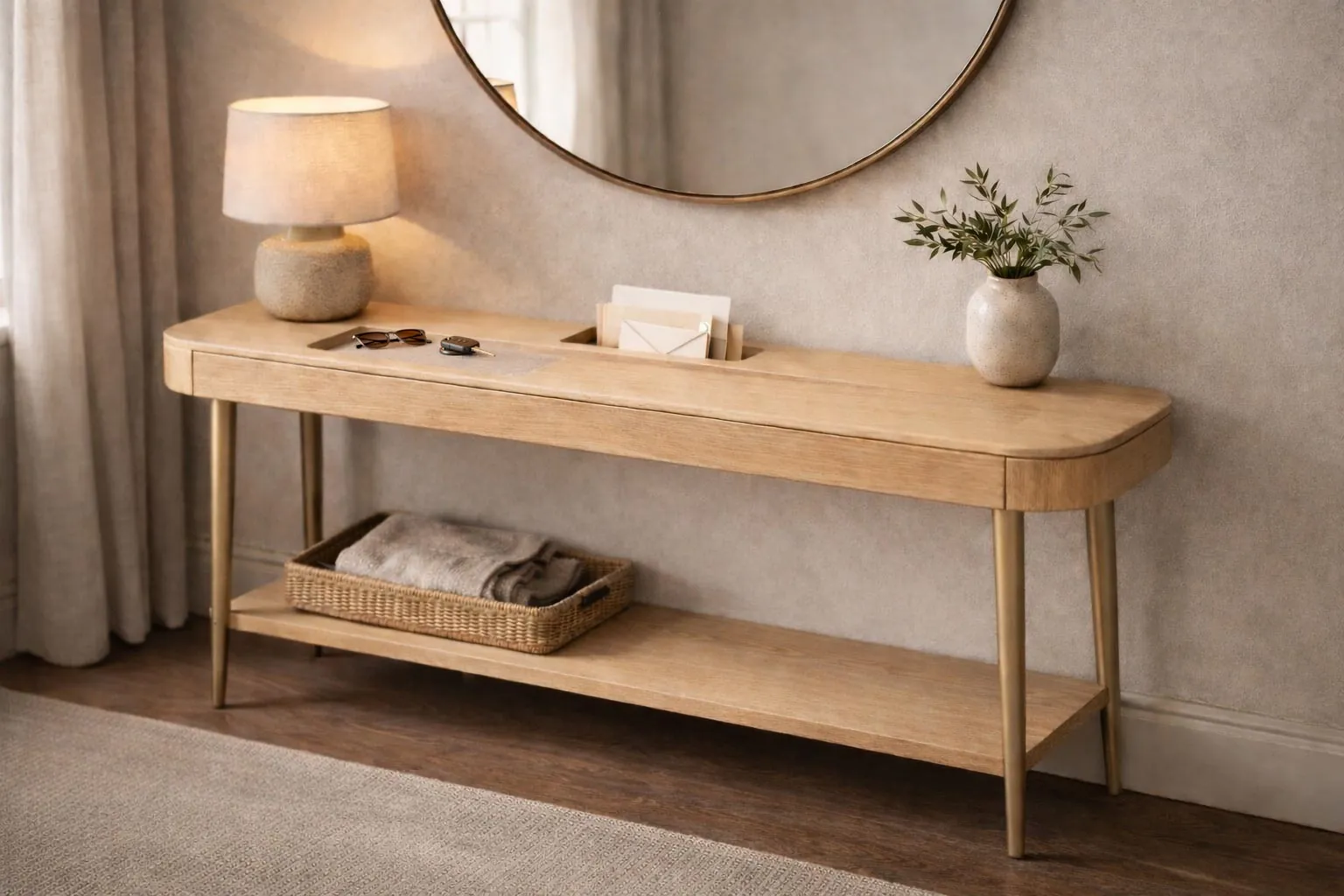 The Arrival Console, a refined hallway piece for the everyday rhythm of coming and going